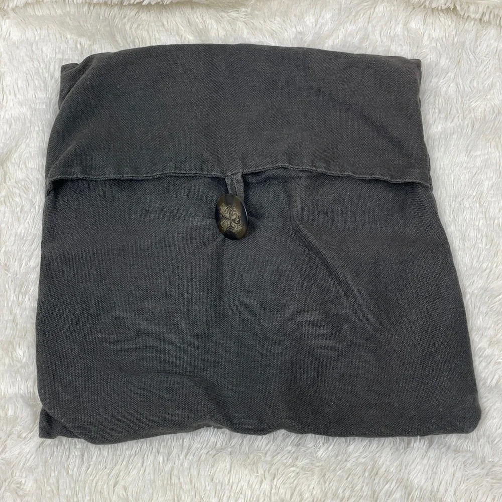 Pottery Barn Linen‎ Pillow Sham Cover Square Gray w/Button 17